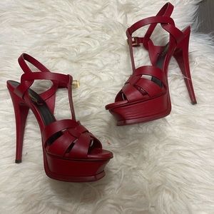 YSL TRIBUTE PLATFORM SANDALS IN SMOOTH LEATHER